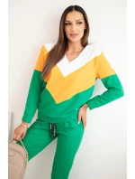 Dámský komplet teplákový Plus Size s výstřihem do V zelený Dámský komplet teplákový Plus Size s výstřihem do V zelený