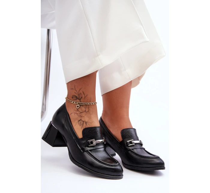 Pohodlné kožené lodičky černé model 21630117 - Boto