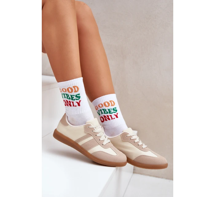 Nízké Dámské Tenisky Z Eko Kůže Béžové model 21683211 - Boto Nízké Dámské Tenisky Z Eko Kůže Béžové model 21683211 - Boto