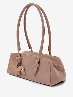 Kabelka z imitace semiše s přívěskem béžová model 22111592 - Flora&Co