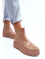 Lakované kožené boty na platformě Big Star Béžová Lakované kožené boty na platformě Big Star Béžová