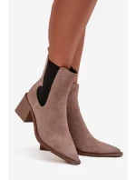Dámské kožené semišové boty Artiker – béžové, zateplené, na podpatku Dámské kožené semišové boty Artiker – béžové, zateplené, na podpatku