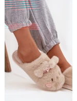 Dámské domácí pantofle s ušima a mašlí Corayne – béžové Dámské domácí pantofle s ušima a mašlí Corayne – béžové