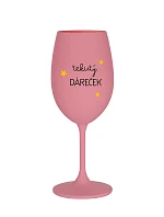TEKUTÝ DÁREČEK - růžová sklenice na víno 350 ml