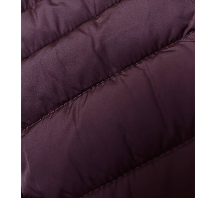 Prošívaná dámská bunda ve vínové burgundské barvě s kapucí (16M9103-01)