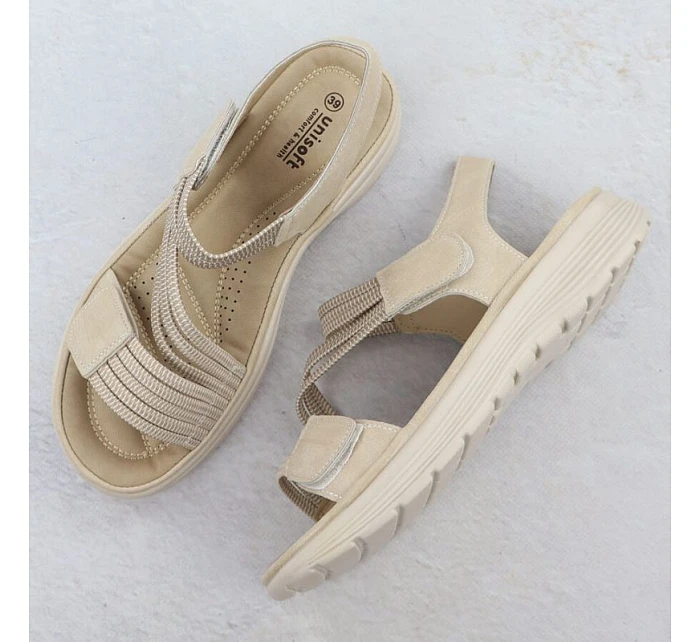 Dámské sandály na platformě pohodlné béžové model 22087466 - Hikvision Dámské sandály na platformě pohodlné béžové model 22087466 - Hikvision