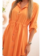 Šaty se zapínáním na knoflíky a zavazováním v pase pomeranč