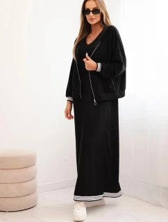 Dámská souprava z viskózy s rozepínací mikinou a dlouhou sukní černá