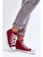 Dámské Klasické Vysoké Tenisky Bordó Remos Dámské Klasické Vysoké Tenisky Bordó Remos