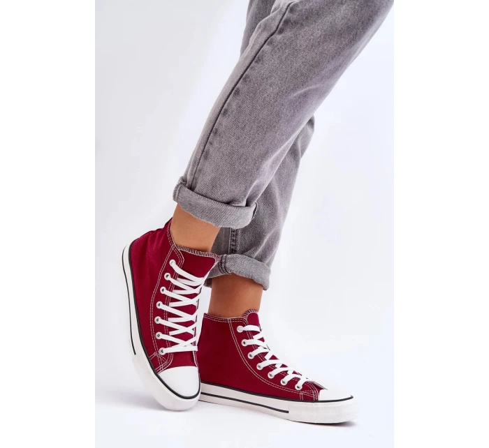 Dámské Klasické Vysoké Tenisky Bordó Remos Dámské Klasické Vysoké Tenisky Bordó Remos