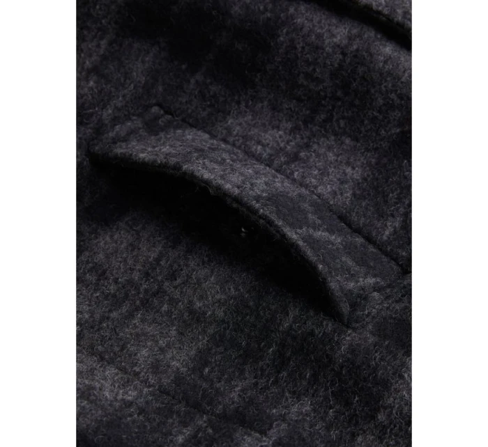 Pánská vlněná teplá košile / styl kabátek G77965060-149 Černý s tmavě šedou - Peak