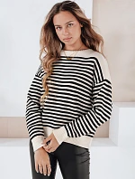 Dámský pruhovaný svetr ELVARA beige FashionStreet MY2523