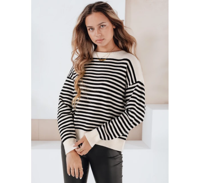 Dámský pruhovaný svetr ELVARA beige FashionStreet MY2523