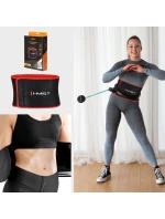 MAGNETICKÝ HULA HOP SET ČERNÝ/TYRKYSOVÝ HHM17 S POČÍTADLEM HMS + ZEŠTÍHLUJÍCÍ PÁS BR163 ČERVENÝ