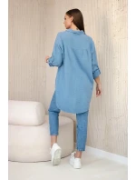 Bavlněná mušelínová košile oversize džínovina