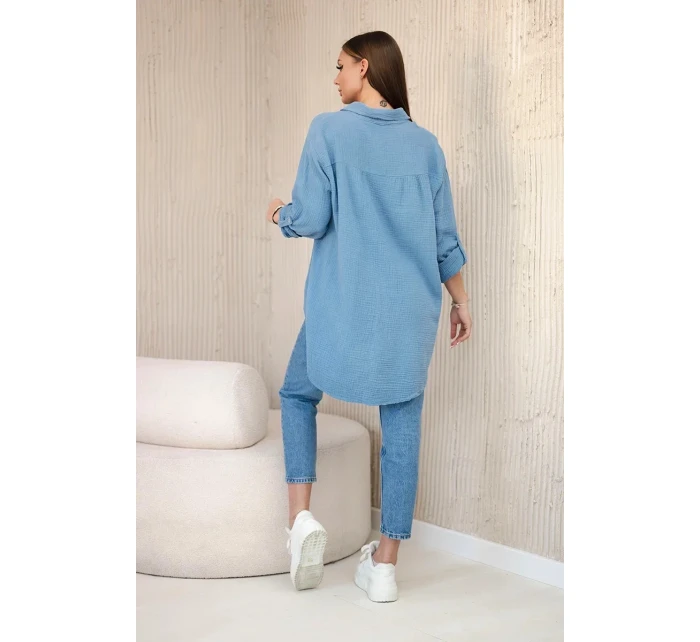 Bavlněná mušelínová košile oversize džínovina