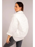 Dámská jarní prošívaná bunda s květinovým vzorem bílá