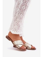 Kožené dámské pantofle Lewski Shoes model 21682360 zlaté - Boto Kožené dámské pantofle Lewski Shoes model 21682360 zlaté - Boto