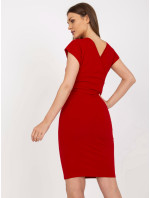 Základní červené šaty RUE PARIS s krátkým rukávem