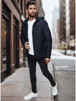 Pánská prošívaná bunda s kapucí tmavě modrá FashionStreet TX4988