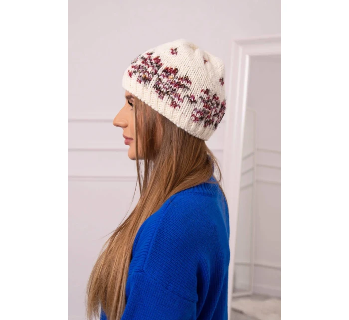 Dámská čepice Florence K350 ecru+bordeaux Dámská čepice Florence K350 ecru+bordeaux