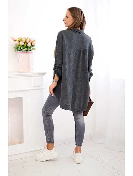 Bavlněná mušelínová košile Plus Size grafit Bavlněná mušelínová košile Plus Size grafit
