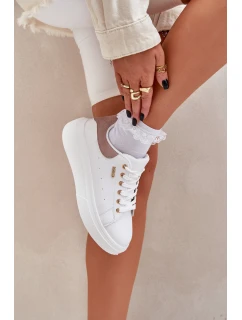 Dámské Sneakersy Na Platformě Eko Kůže Bílé Lelandine