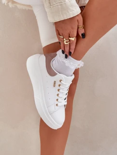 Dámské Sneakersy Na Platformě Eko Kůže Bílé Lelandine