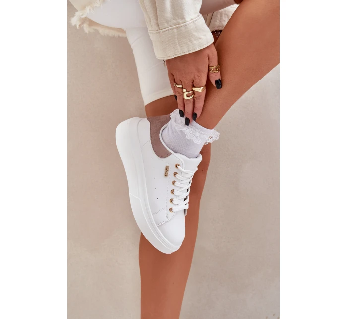 Dámské Sneakersy Na Platformě Eko Kůže Bílé Lelandine Dámské Sneakersy Na Platformě Eko Kůže Bílé Lelandine