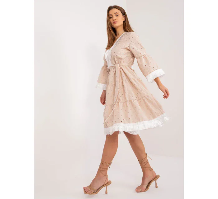 LK SK 509606 šaty.70 béžová LK SK 509606 šaty.70 béžová