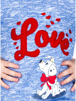 Modrá dívčí mikina melange s nápisem LOVE a pejskem