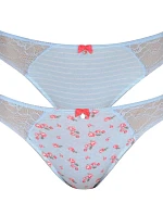Dámské kalhotky 2PACK L-1119 BI Světle modrá vzor - Lama