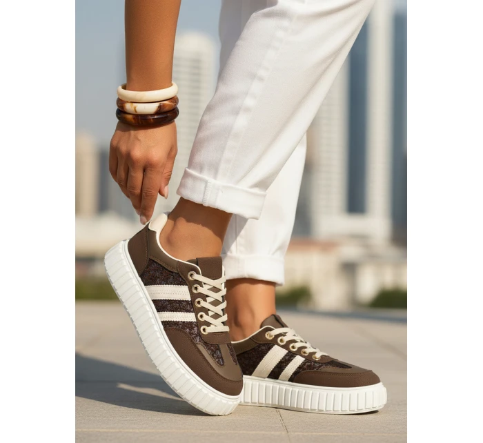 Dámské tenisky na platformě hnědé FashionStreet ZY1392