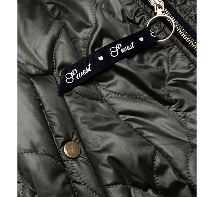 Krátká dámská bunda v khaki barvě se stojáčkem model 18026028 - S'WEST