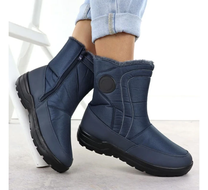 Dámské ploché zateplené sněhule tmavě modré Potocki SU33310 Dámské ploché zateplené sněhule tmavě modré Potocki SU33310