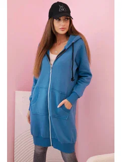 Dámská zateplená mikina s kapucí a zipem džínovina