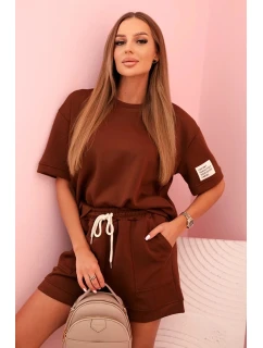 Dámská souprava s model 21297024 a šortkami s vysokým pasem čokoládová - K-Fashion