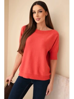 Svetr dámský z viskózy s krátkým rukávem malinový