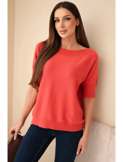 Svetr dámský z viskózy s krátkým rukávem malinový