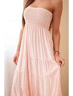 Dámské šaty z viskózy s elastickým vrškem pudrově růžové