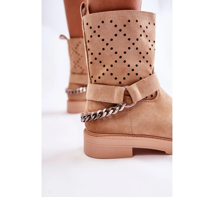 Prolamované Se Zipem S řetízkem béžový model 21592869 - Boto Prolamované Se Zipem S řetízkem béžový model 21592869 - Boto