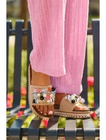 Dámské sandály na platformě s ozdobami S.Barski HY077 béžové