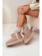 Dámské Sněhule Na Platformě S Prošíváním Big Star SS274129 Béžové Dámské Sněhule Na Platformě S Prošíváním Big Star SS274129 Béžové