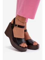 Dámské sandály na platformě Eko kůže Černé model 21937502 - Boto Dámské sandály na platformě Eko kůže Černé model 21937502 - Boto