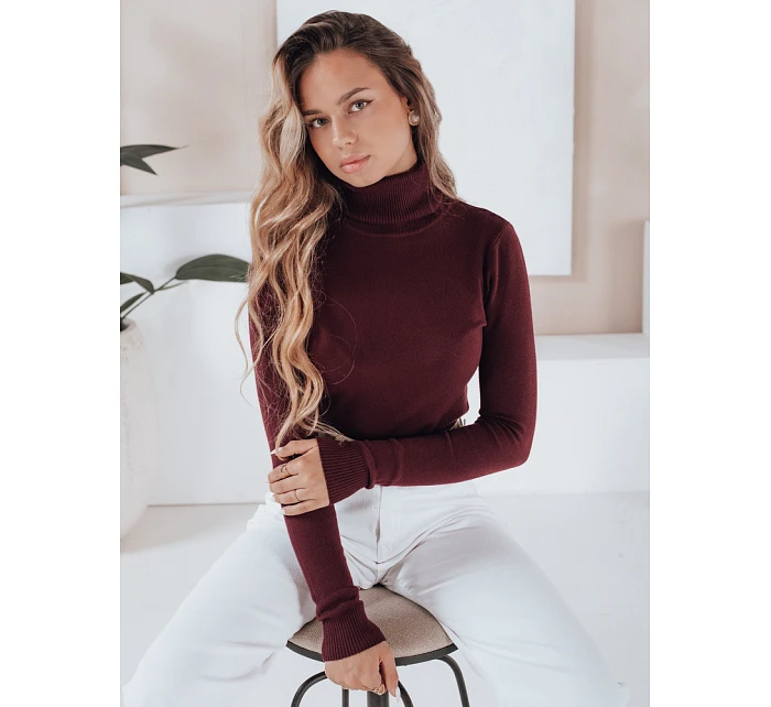 Dámský svetr s rolákem A11 MY2490 tm. hnědý - FashionStreet