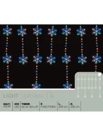 Světelný závěs na vánoční stromek 200x200 CM 408LED sněhové vločky MULTIKOLOR