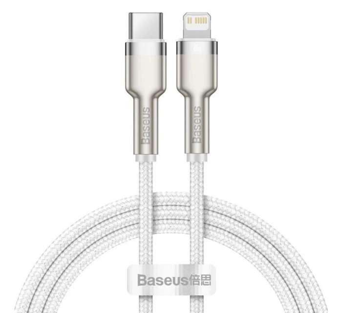 BASEUS USB-C LIGHTNING KABEL CAFULE PD 1M BÍLÝ