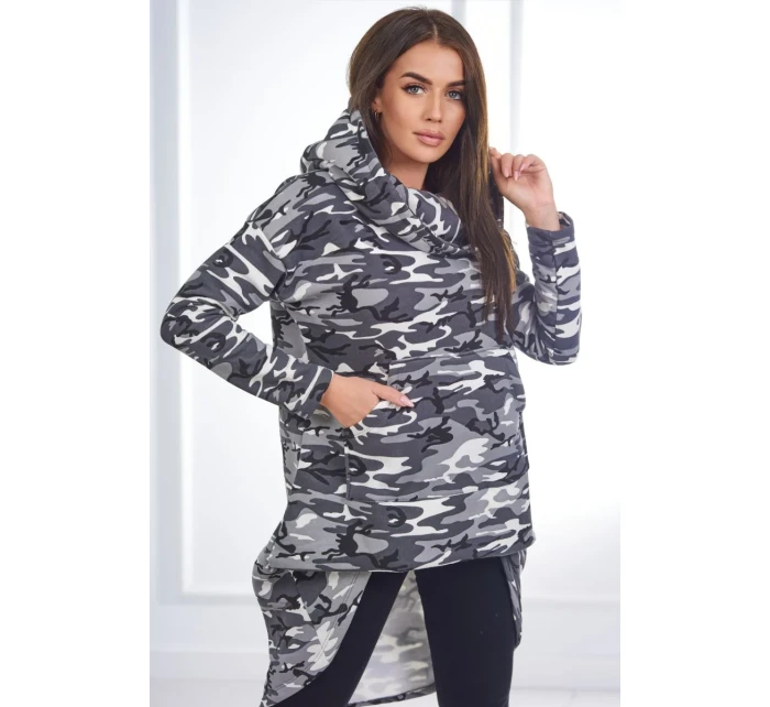 Mikina s dlouhými zády moro grey+black