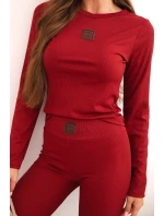 Dámská bavlněná souprava s dlouhým rukávem a legínami bordó Dámská bavlněná souprava s dlouhým rukávem a legínami bordó