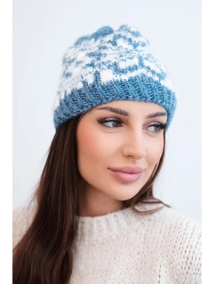 Dámská zimní vlněná čepice s ozdobnými krystalky K399 černá